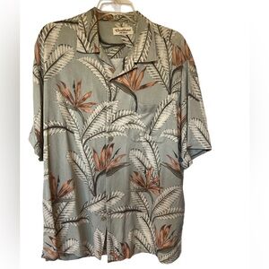 Caribbean Men’s Silk Blend Short Sleeve Tropical Shirt Size Large Light Sage